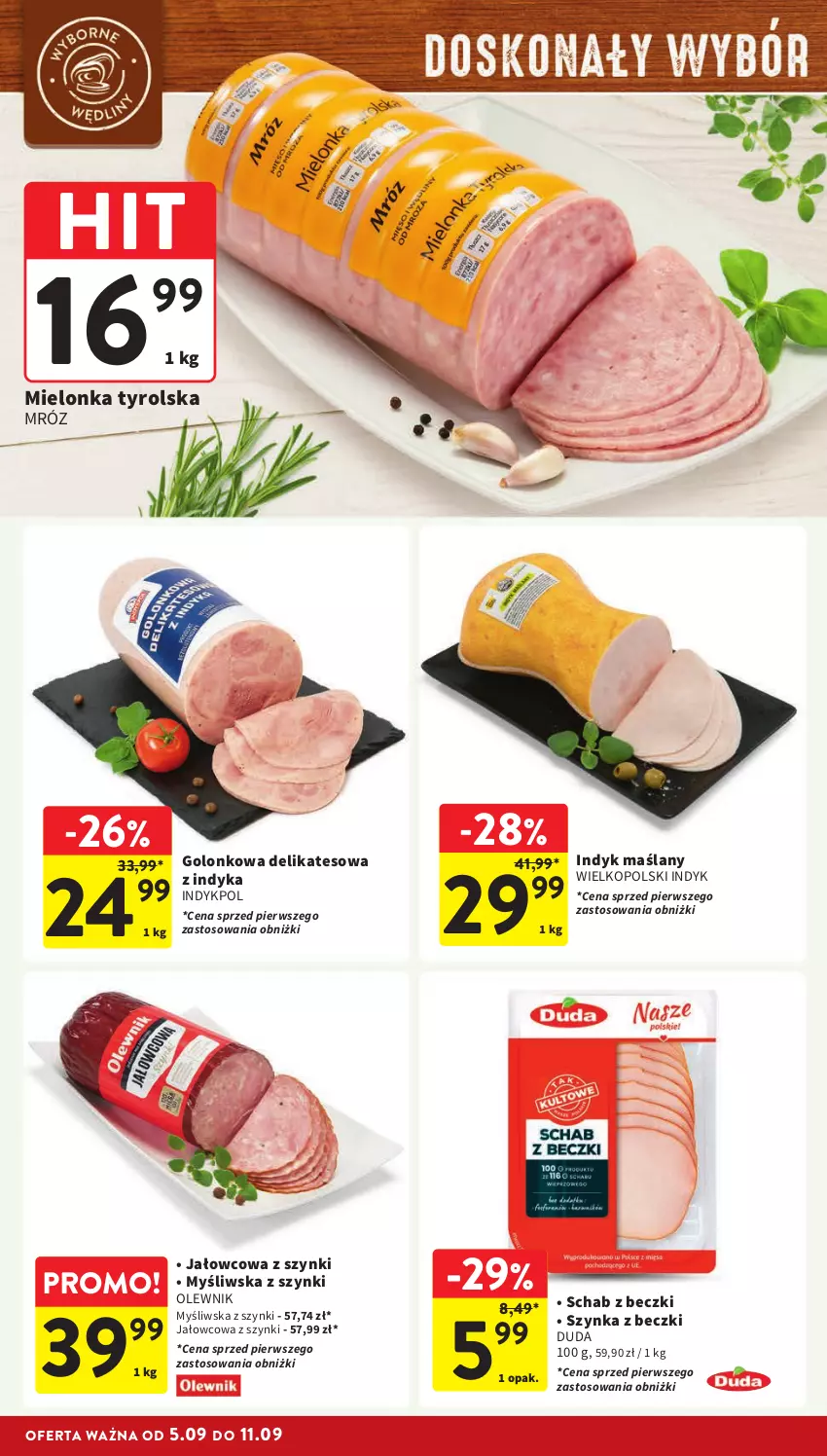 Gazetka promocyjna Intermarche - Gazetka Intermarche - ważna 05.09 do 11.09.2024 - strona 16 - produkty: Duda, Mielonka tyrolska, Olewnik, Szynka, Szynka z beczki