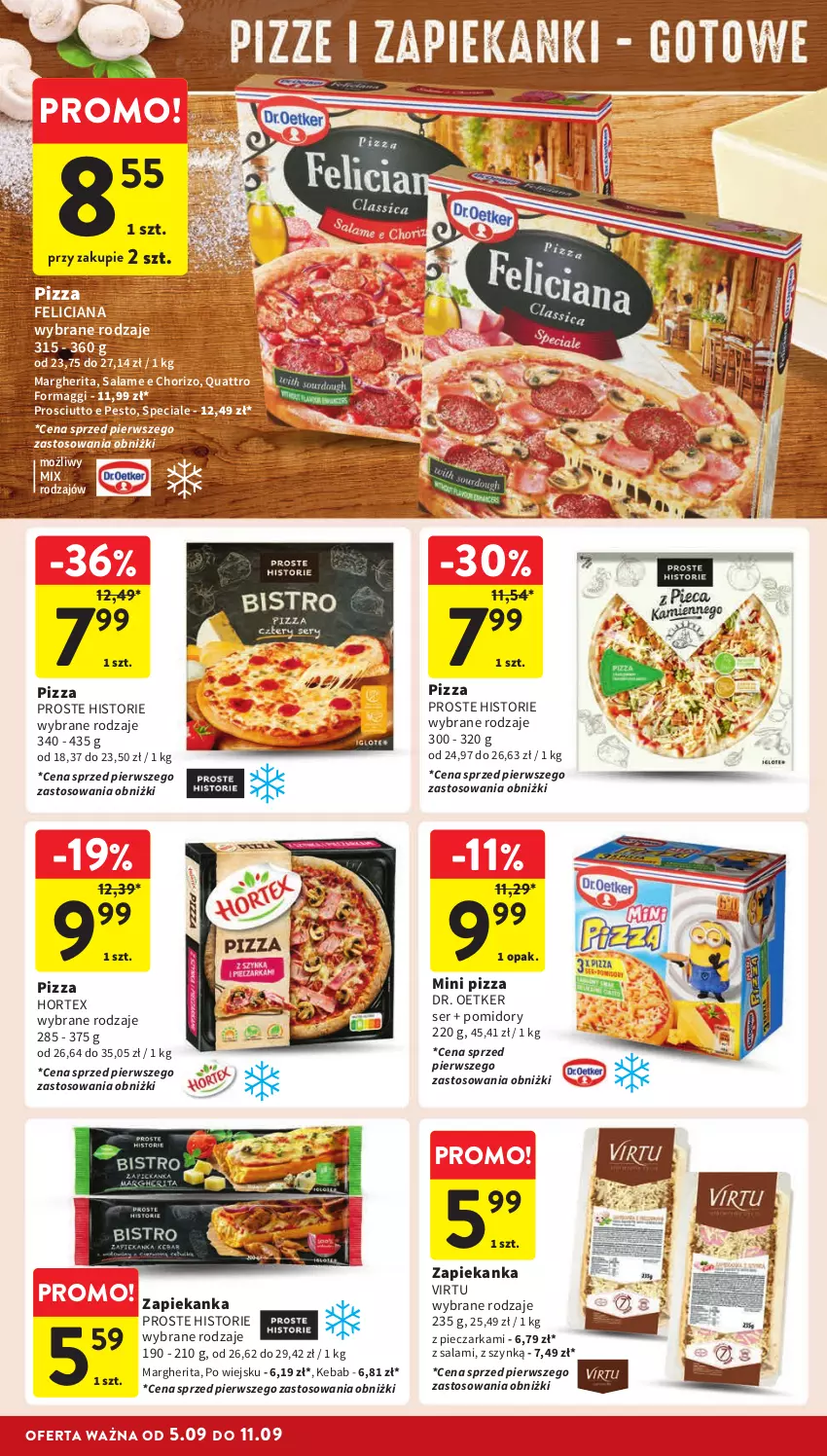 Gazetka promocyjna Intermarche - Gazetka Intermarche - ważna 05.09 do 11.09.2024 - strona 20 - produkty: Dr. Oetker, Feliciana, Hortex, Kebab, Maggi, Pesto, Piec, Pieczarka, Pizza, Pomidory, Prosciutto, Salami, Ser, Virtu, Zapiekanka