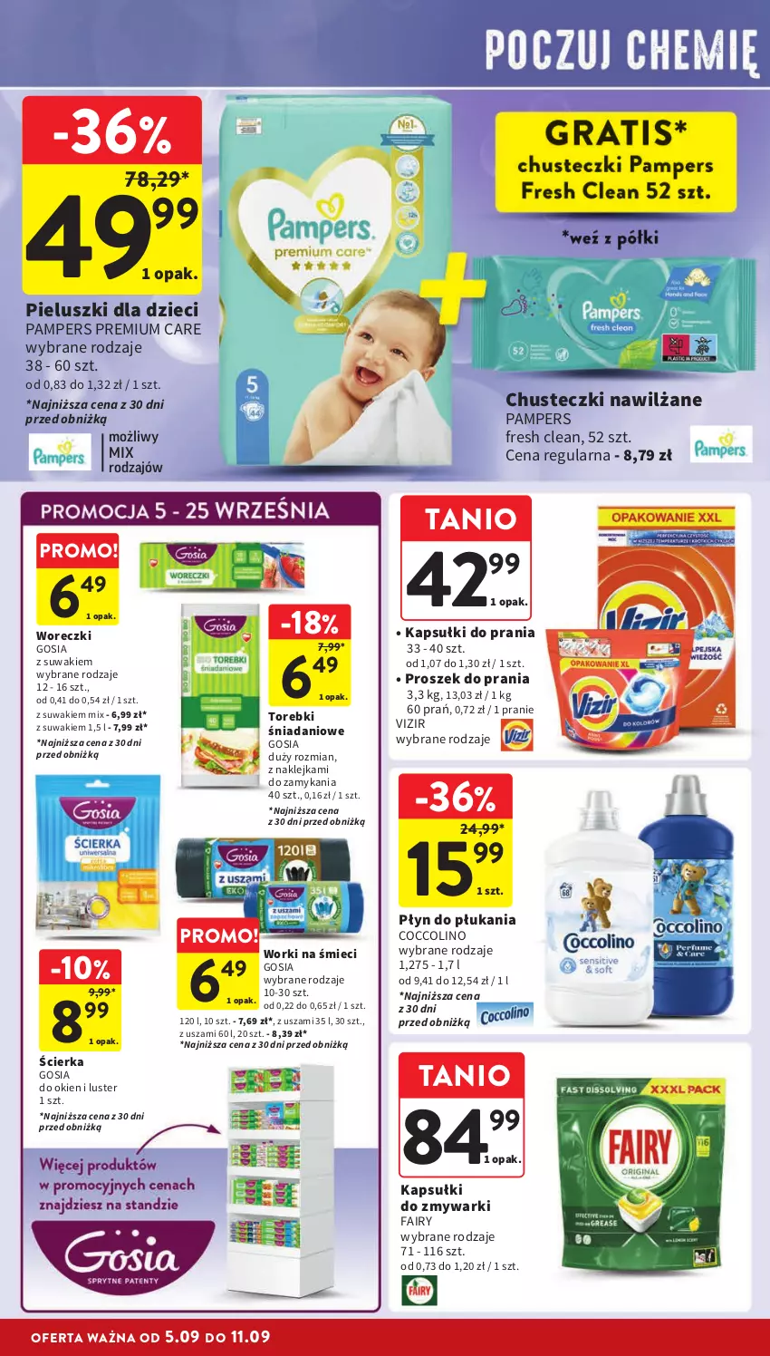 Gazetka promocyjna Intermarche - Gazetka Intermarche - ważna 05.09 do 11.09.2024 - strona 38 - produkty: Chusteczki, Coccolino, Danio, Dzieci, Fa, Fairy, Kapsułki do prania, Klej, Pampers, Płyn do płukania, Proszek do prania, Vizir, Worki na śmiec, Worki na śmieci, Zmywarki