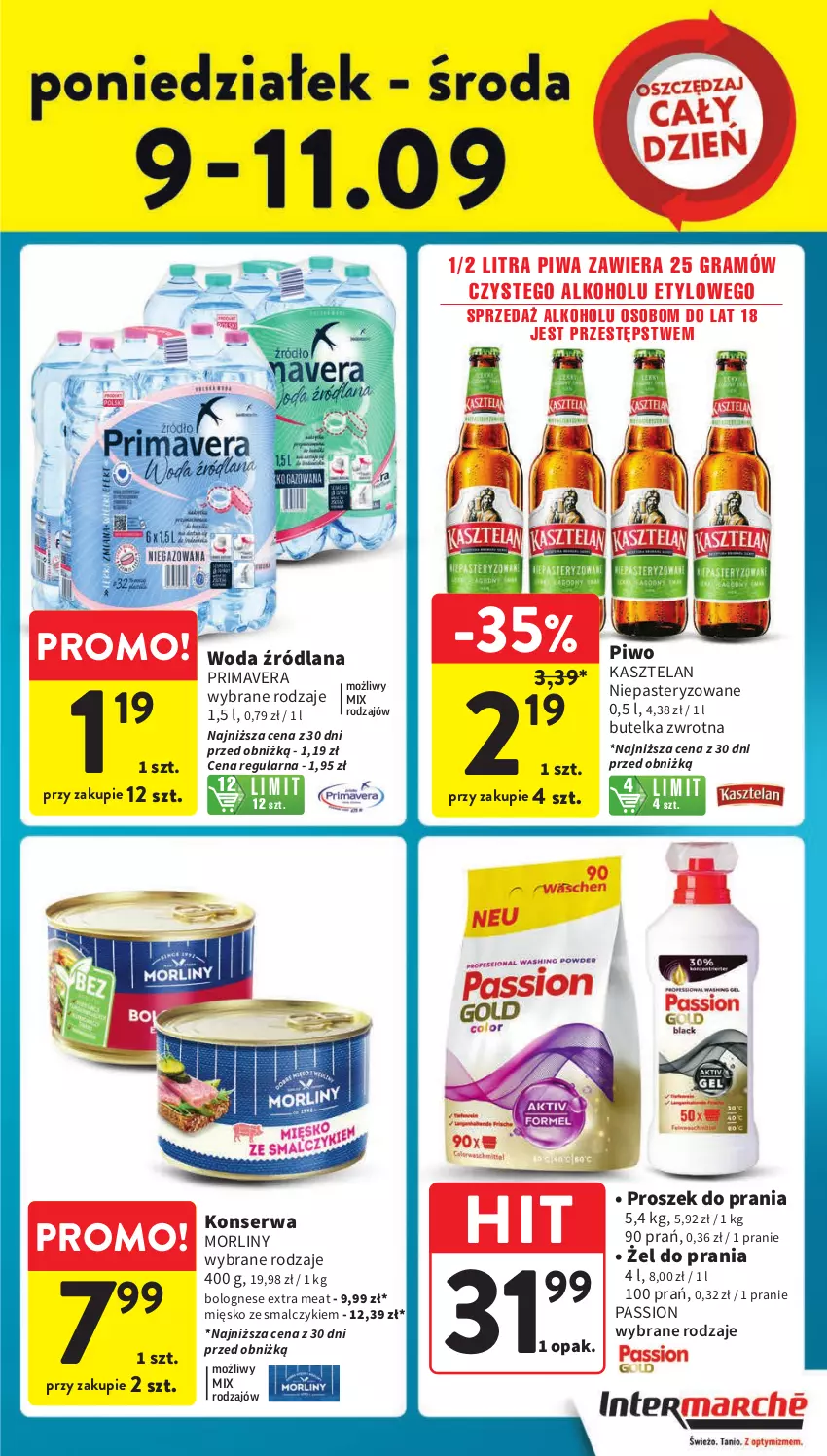 Gazetka promocyjna Intermarche - Gazetka Intermarche - ważna 05.09 do 11.09.2024 - strona 43 - produkty: Gra, Kasztelan, LANA, Morliny, Piwa, Piwo, Prima, Primavera, Proszek do prania, Ser, Woda