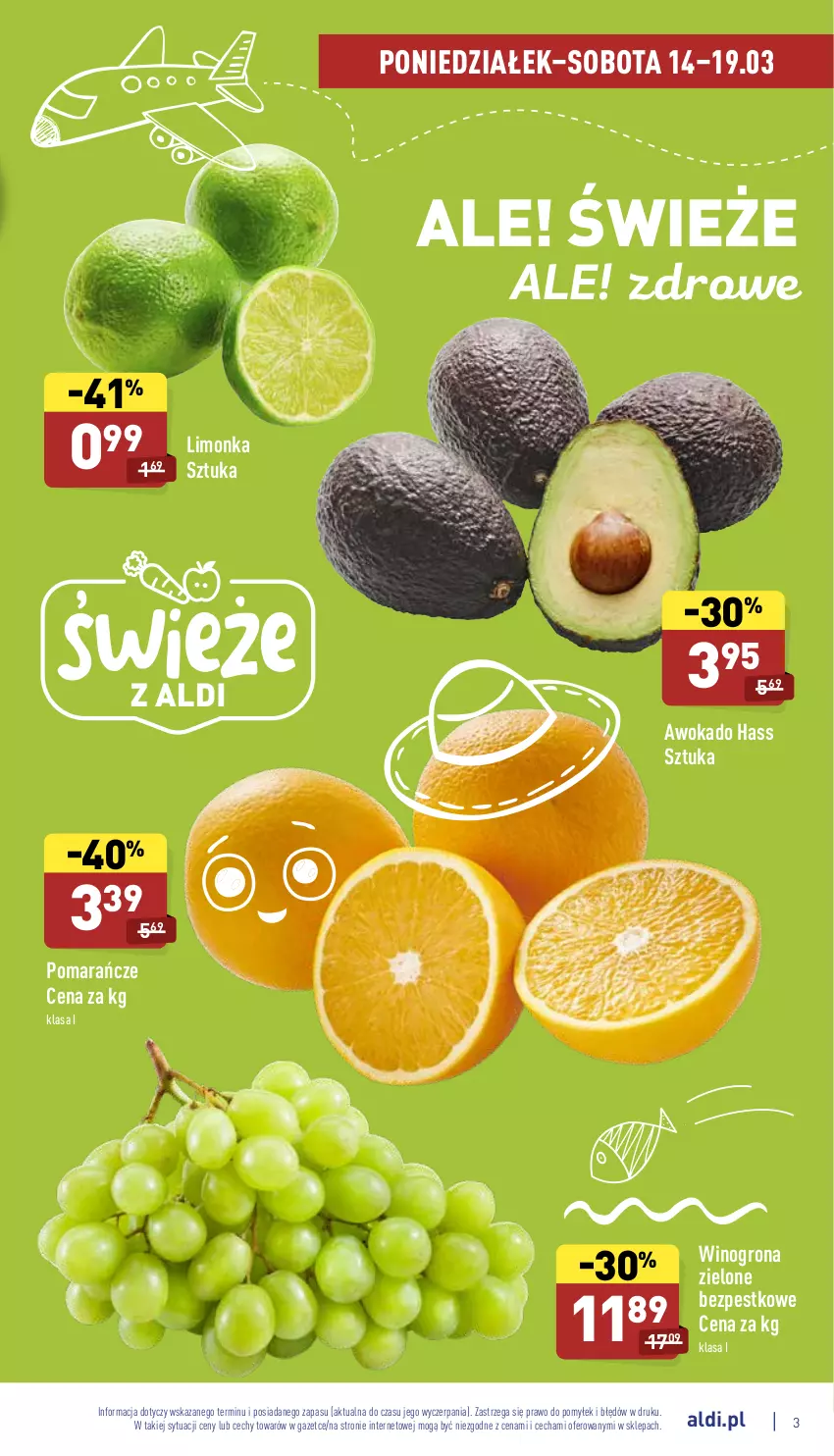 Gazetka promocyjna Aldi - Pełny katalog - ważna 14.03 do 19.03.2022 - strona 3 - produkty: Limonka, Pomarańcze, Wino, Winogrona