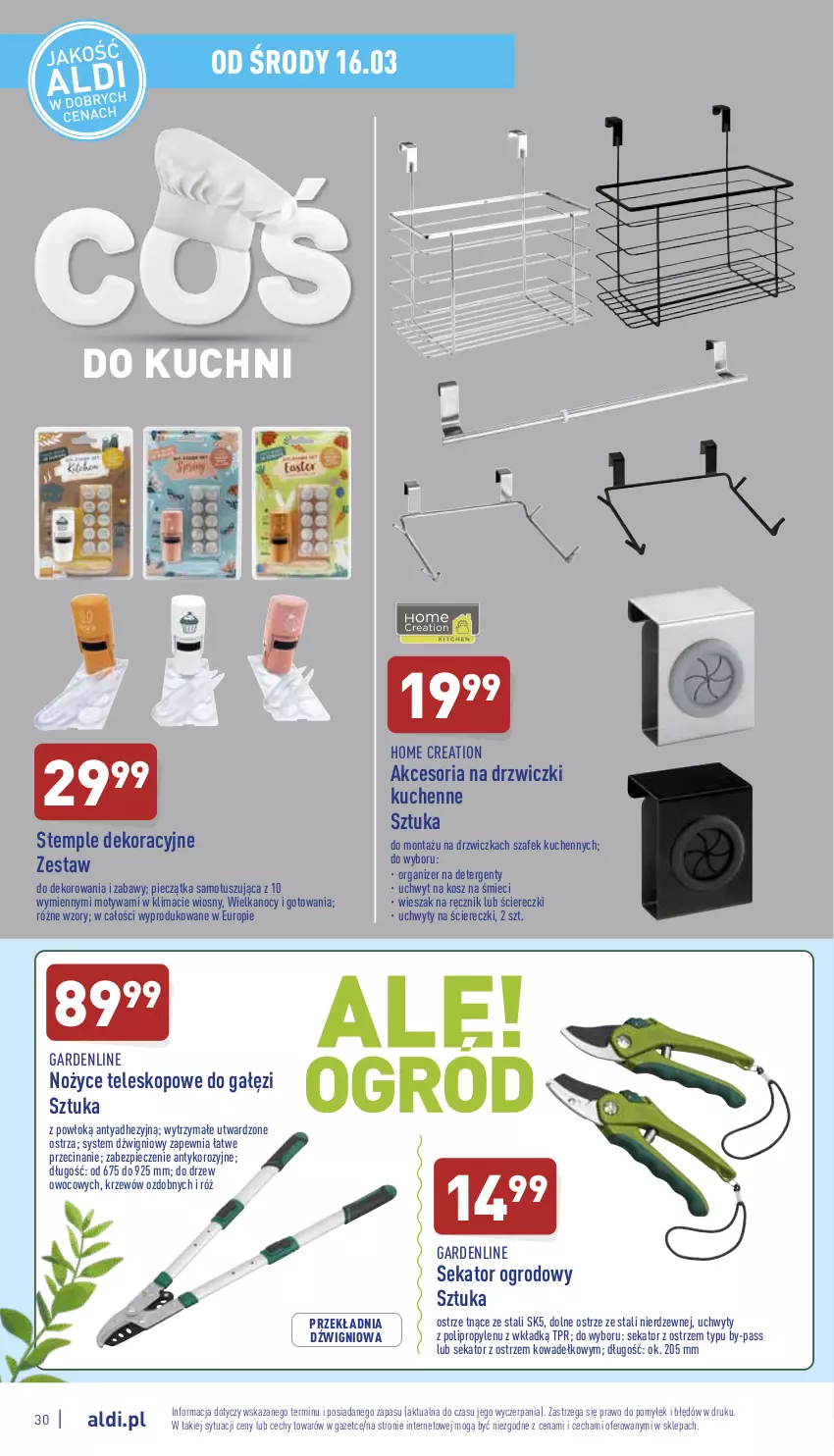 Gazetka promocyjna Aldi - Pełny katalog - ważna 14.03 do 19.03.2022 - strona 30 - produkty: Drzwi, Dźwig, Kosz, Noż, Nożyce, Organizer, Piec, Pieczątka, Ręcznik, Sekator, Teleskop, Tusz, Uchwyty, Wieszak