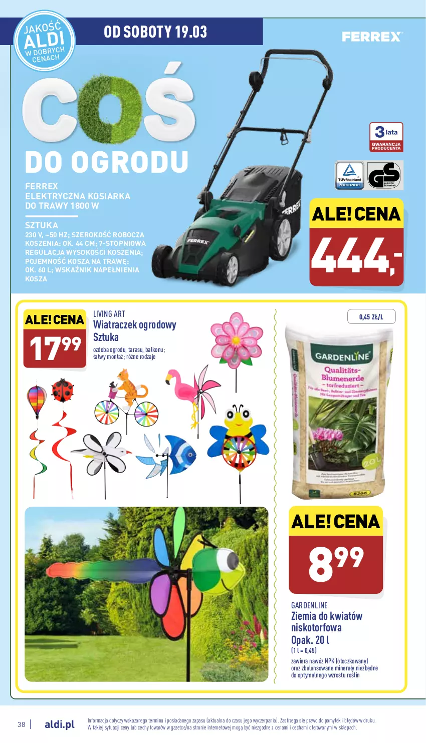 Gazetka promocyjna Aldi - Pełny katalog - ważna 14.03 do 19.03.2022 - strona 38 - produkty: Kosiarka, Kosz, Nawóz, Ozdoba, Sok, Top