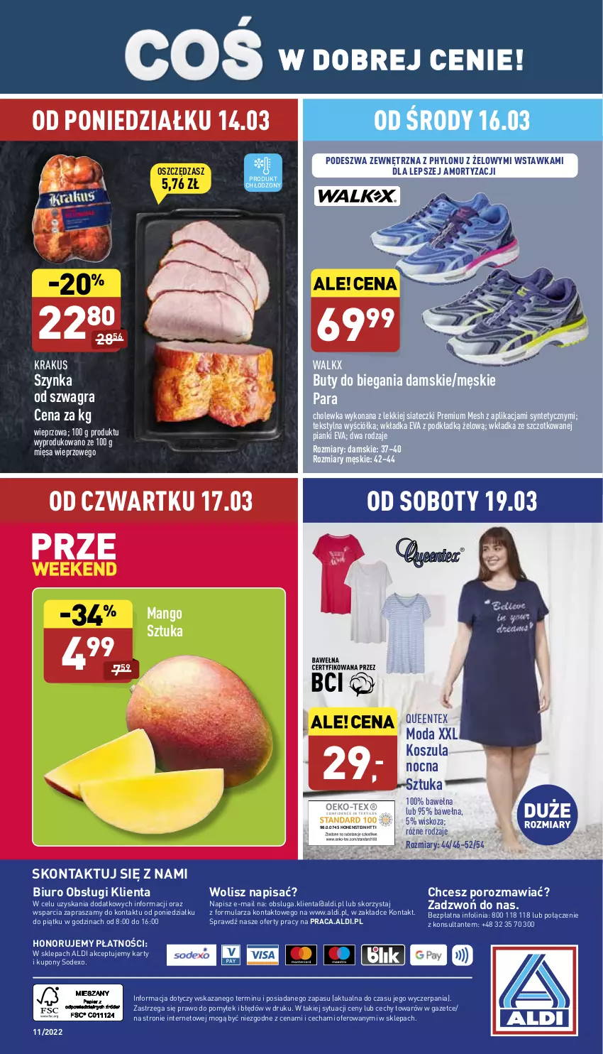 Gazetka promocyjna Aldi - Pełny katalog - ważna 14.03 do 19.03.2022 - strona 42 - produkty: Biuro, Buty, Gra, Kosz, Koszula, Koszula nocna, Krakus, Mango, Moda, O nas, Podkład, Por, Queentex, Szynka, Wełna