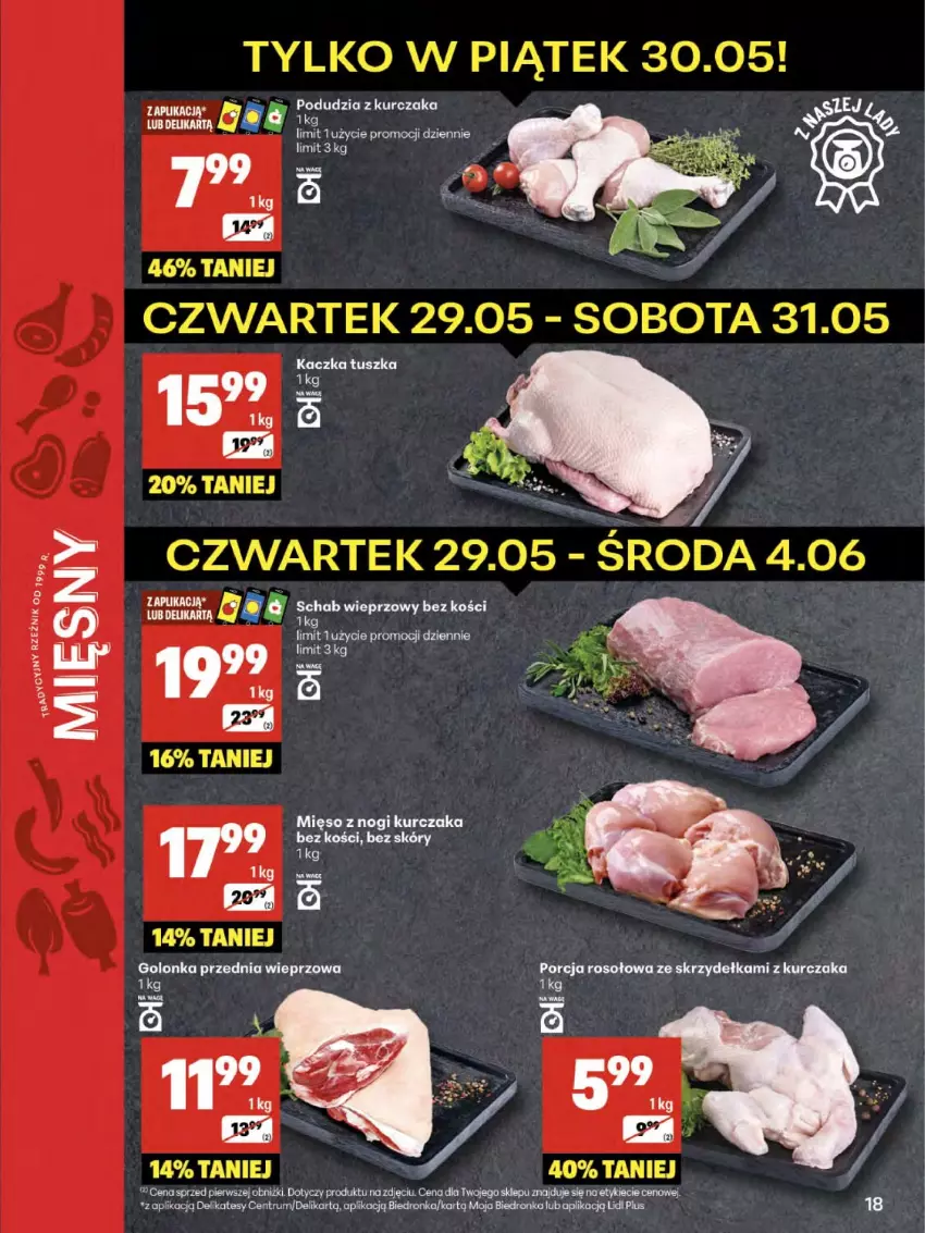 Gazetka promocyjna Delikatesy Centrum - Franczyza DC22 Czwartek - ważna 29.05 do 04.06.2025 - strona 18 - produkty: Dron, Kurczak, Mięso, Mus, Por, Rum, Tusz