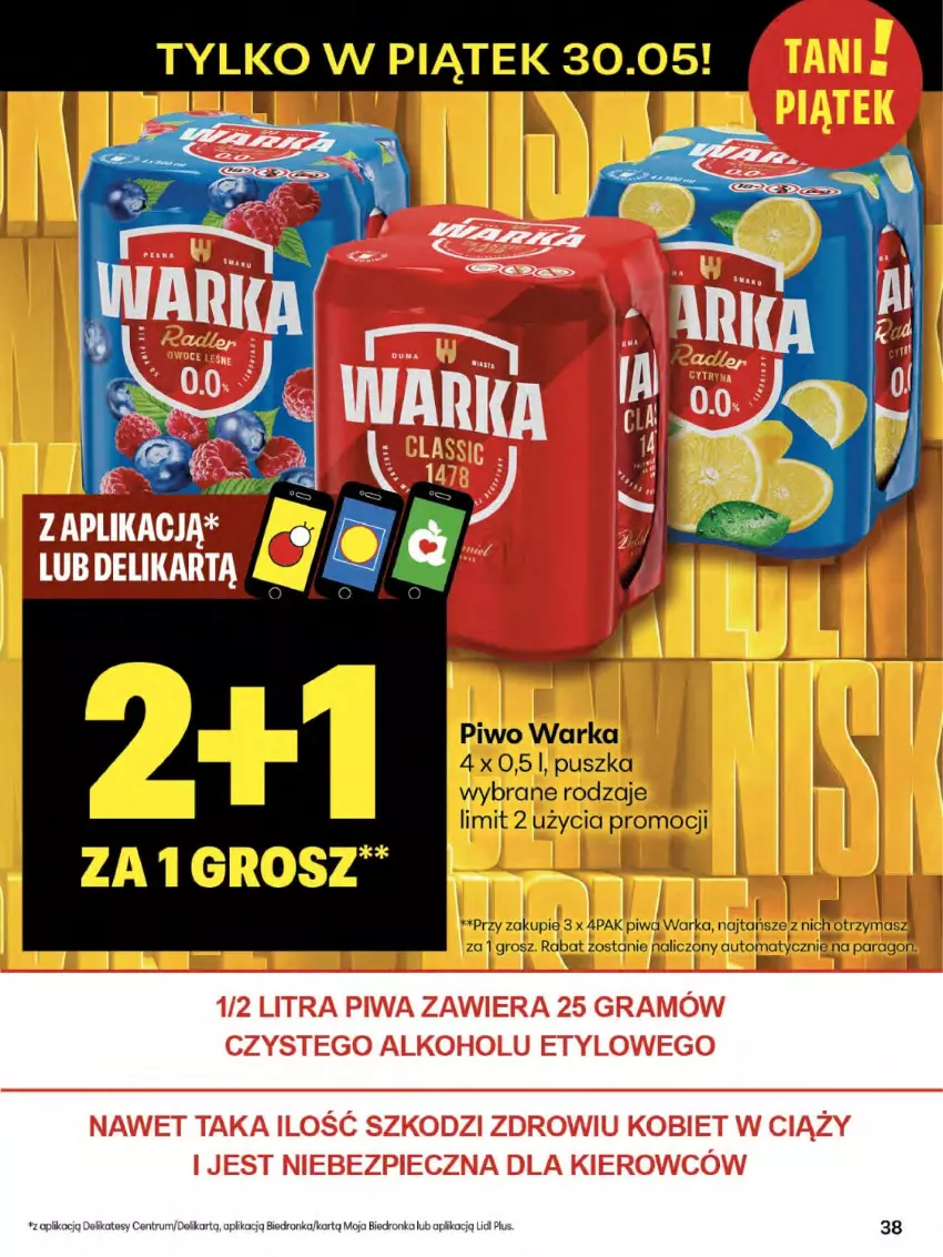 Gazetka promocyjna Delikatesy Centrum - Franczyza DC22 Czwartek - ważna 29.05 do 04.06.2025 - strona 38 - produkty: Dron, Piwo, Rum, Warka