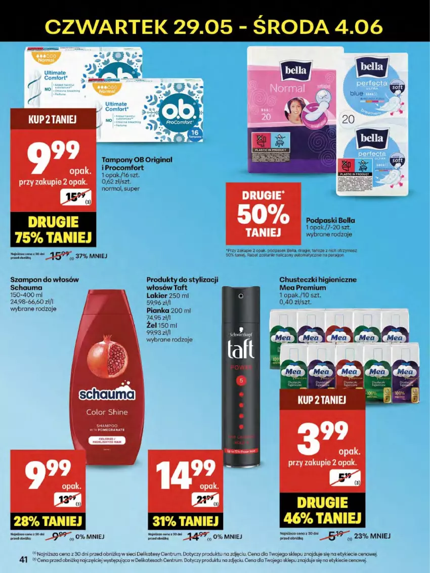 Gazetka promocyjna Delikatesy Centrum - Franczyza DC22 Czwartek - ważna 29.05 do 04.06.2025 - strona 41 - produkty: Bell, Bella, Chusteczki, Gin, Lakier, Podpaski, Rum, Schauma, Szampon, Taft, Tampony, Wazon