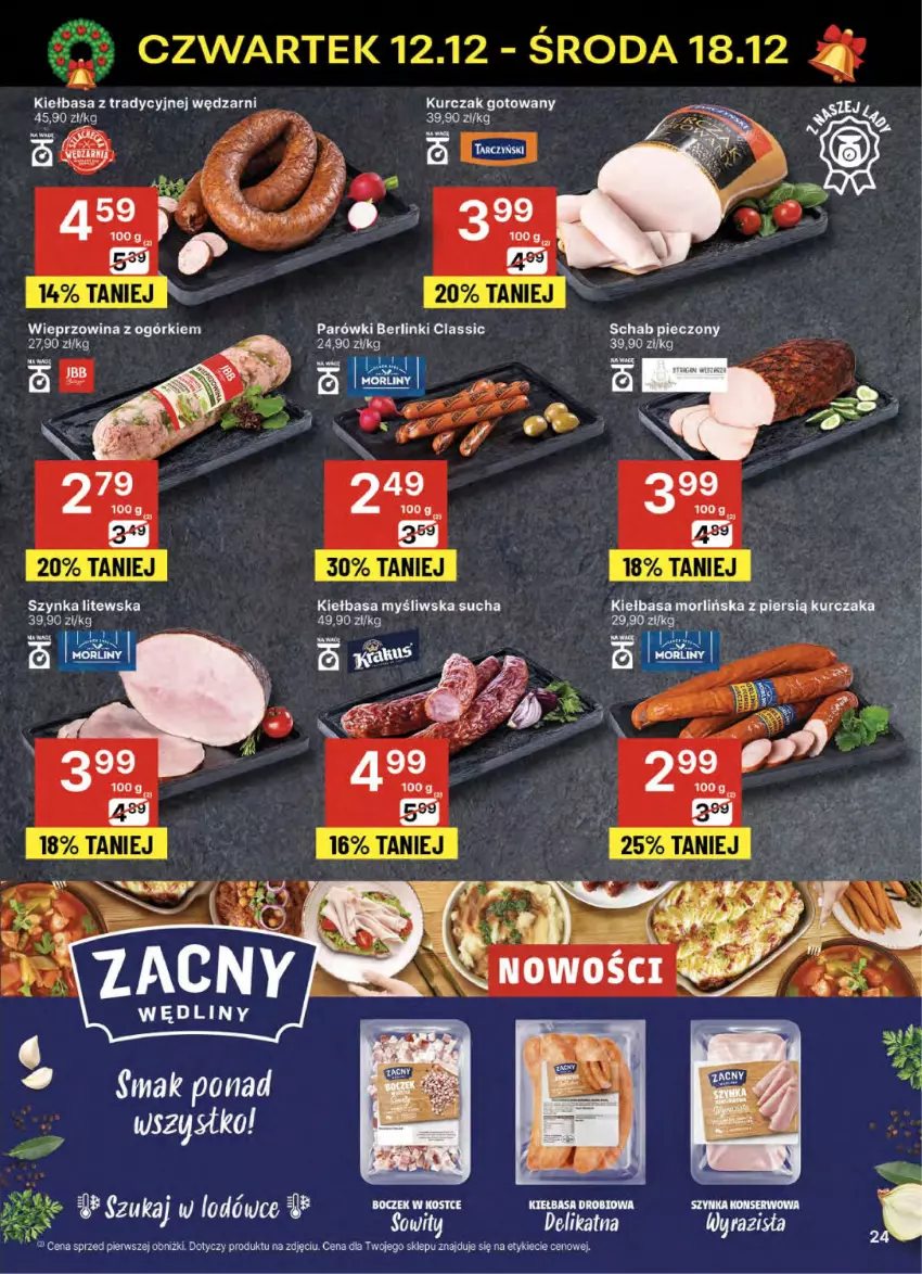 Gazetka promocyjna Delikatesy Centrum - NOWA GAZETKA Delikatesy Centrum od 12 grudnia! 12-18.12.2024 - ważna 12.12 do 18.12.2024 - strona 24 - produkty: Berlinki, Boczek, Kiełbasa, Kurczak, Kurczak gotowany, Odol, Parówki, Piec, Schab pieczony, Ser, Szynka, Szynka konserwowa, Wieprzowina