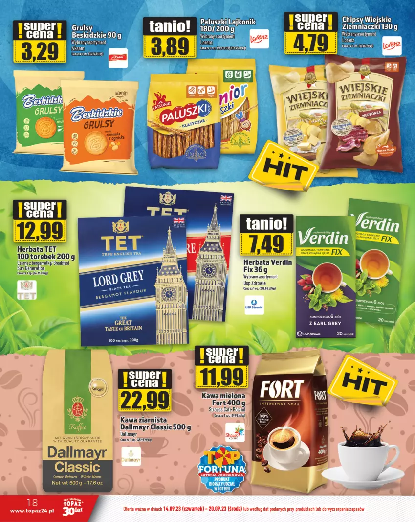 Gazetka promocyjna Topaz - Gazetka - ważna 14.09 do 20.09.2023 - strona 18 - produkty: Brit, Brita, Dallmayr, Earl Grey, Fa, Herbata, Kawa, Kawa mielona, Kawa ziarnista, Top, Zdrowie