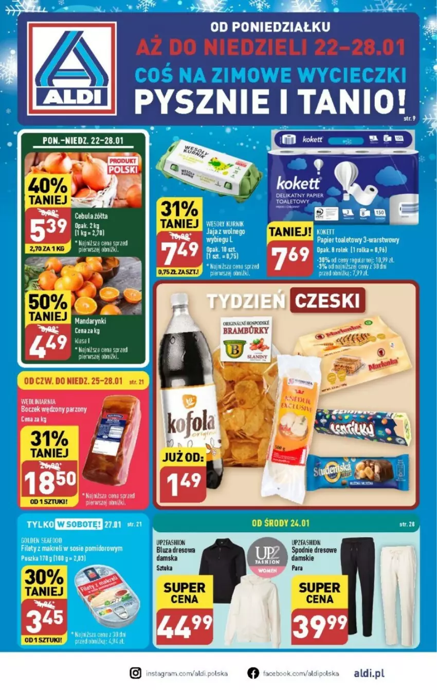 Gazetka promocyjna Aldi - ważna 22.01 do 28.01.2024 - strona 1 - produkty: Bluza, Bluza dresowa, Boczek, Dres, Fa, Spodnie, Spodnie dresowe