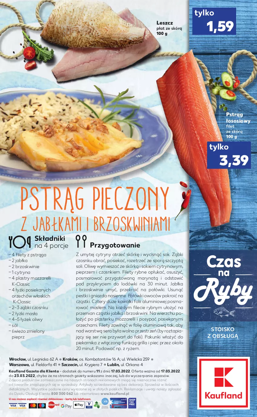 Gazetka promocyjna Kaufland - RYBY - ważna 17.03 do 23.03.2022 - strona 2 - produkty: Brzoskwinie, Cytryny, Fa, Grill, Jabłka, Kawa, Orka, Piec, Piekarnik, Pieprz, Por, Pstrąg, Pstrąg łososiowy, Ryż, Ser, Sok, Sól, Sos, Wagi