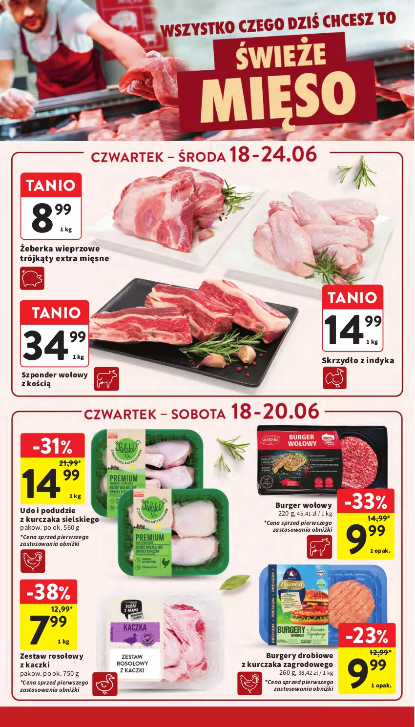 Gazetka promocyjna Intermarche - Gazetka Intermarche - ważna 18.06 do 24.06.2026 - strona 12 - produkty: Burger, Kurczak, Podudzie z kurczaka, Szponder wołowy, Zestaw rosołowy z kaczki