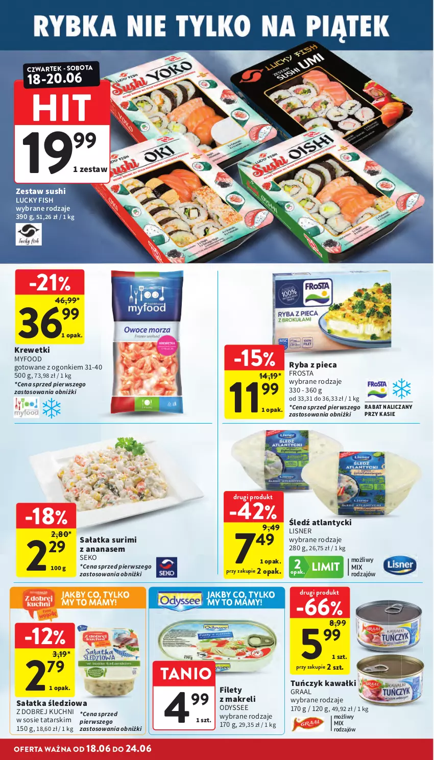 Gazetka promocyjna Intermarche - Gazetka Intermarche - ważna 18.06 do 24.06.2026 - strona 16 - produkty: Ananas, Frosta, Gra, Graal, Kawa, Krewetki, Lisner, Piec, Ryba, Sałat, Sałatka, SEKO, Sos, Surimi, Sushi, Tuńczyk