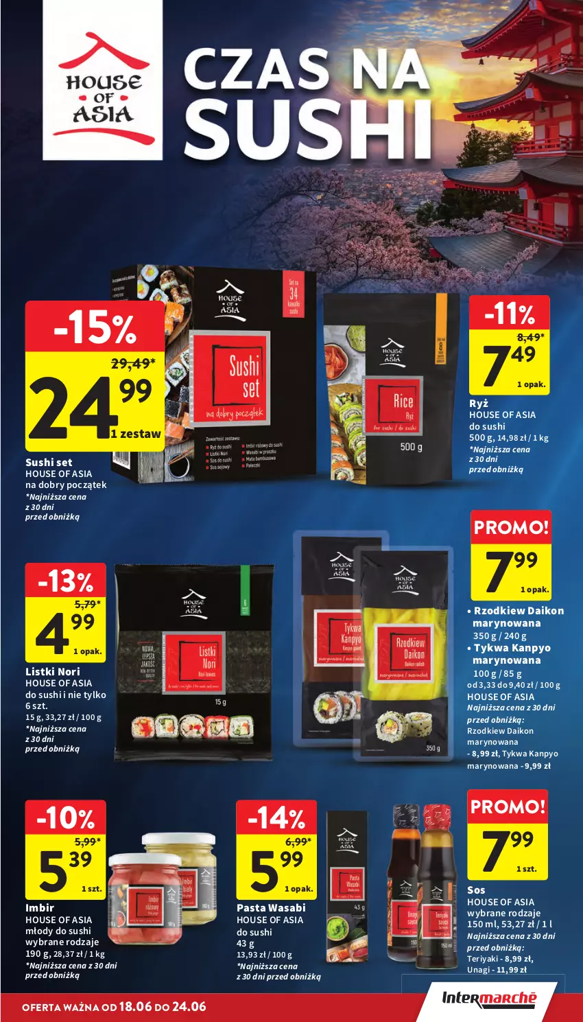 Gazetka promocyjna Intermarche - Gazetka Intermarche - ważna 18.06 do 24.06.2026 - strona 17 - produkty: House of Asia, Imbir, Pasta wasabi, Ryż, Sos, Sushi, Wasa