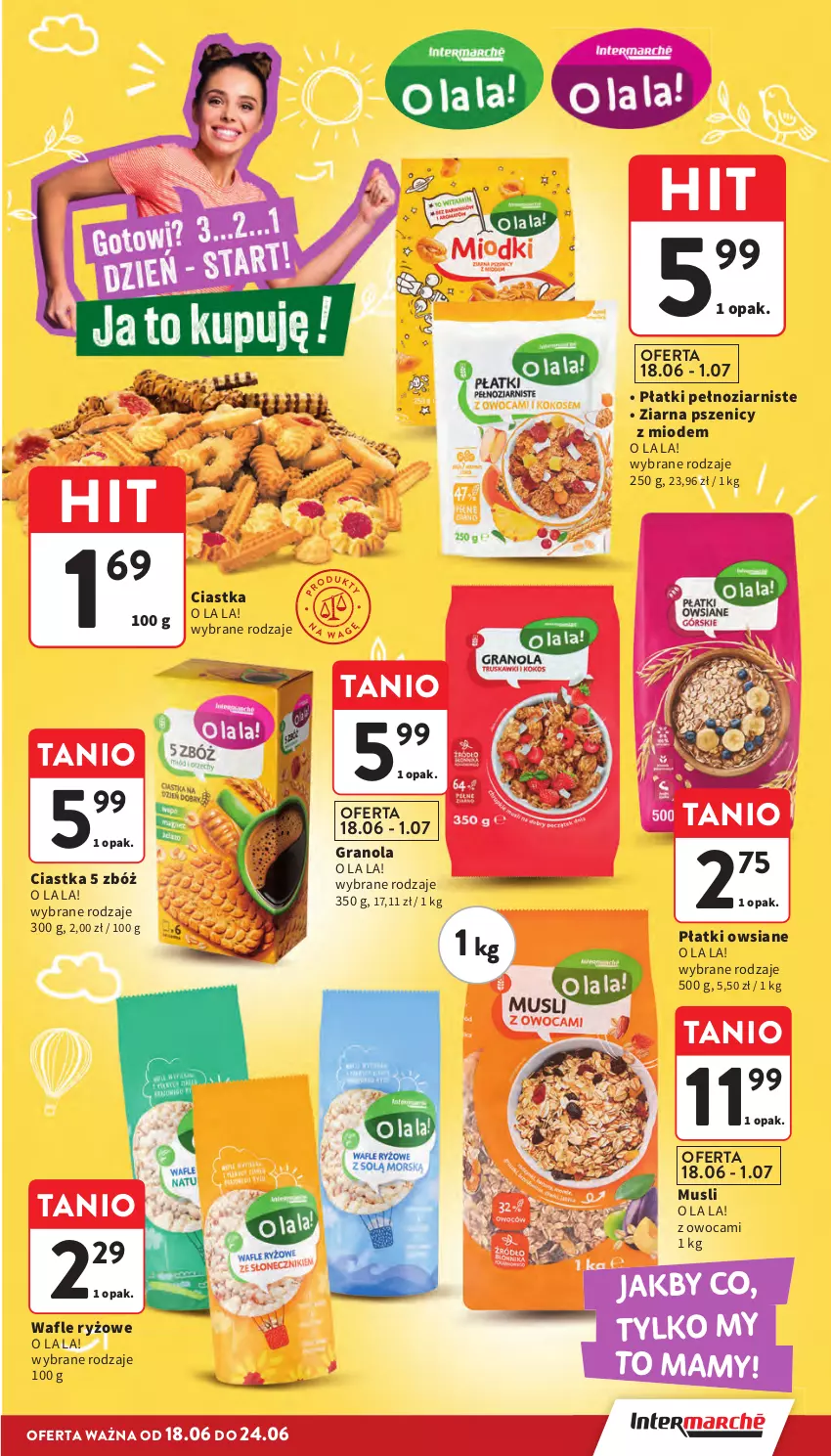 Gazetka promocyjna Intermarche - Gazetka Intermarche - ważna 18.06 do 24.06.2026 - strona 23 - produkty: Ciastka, Gra, Granola, Mus, Płatki owsiane, Ryż, Wafle