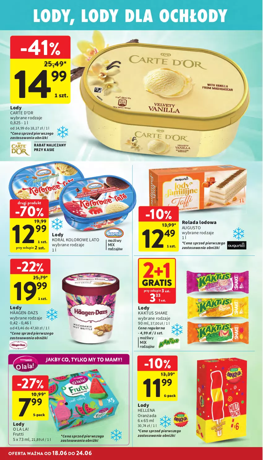 Gazetka promocyjna Intermarche - Gazetka Intermarche - ważna 18.06 do 24.06.2026 - strona 24 - produkty: Carte d'Or, Gra, Hellena, Kaktus, Lody, Oranżada, Rolada