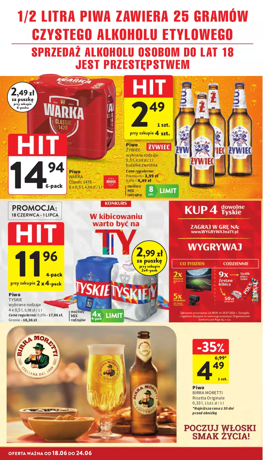 Gazetka promocyjna Intermarche - Gazetka Intermarche - ważna 18.06 do 24.06.2026 - strona 32 - produkty: Gin, Gra, Piwa, Piwo, Tyskie, Warka