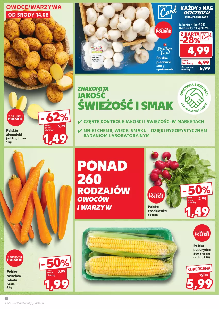 Gazetka promocyjna Kaufland - Gazetka tygodnia - ważna 14.08 do 21.08.2024 - strona 18 - produkty: Danio, Grunt, Kukurydza, Owoce, Piec, Rzodkiewka, Warzywa, Ziemniaki