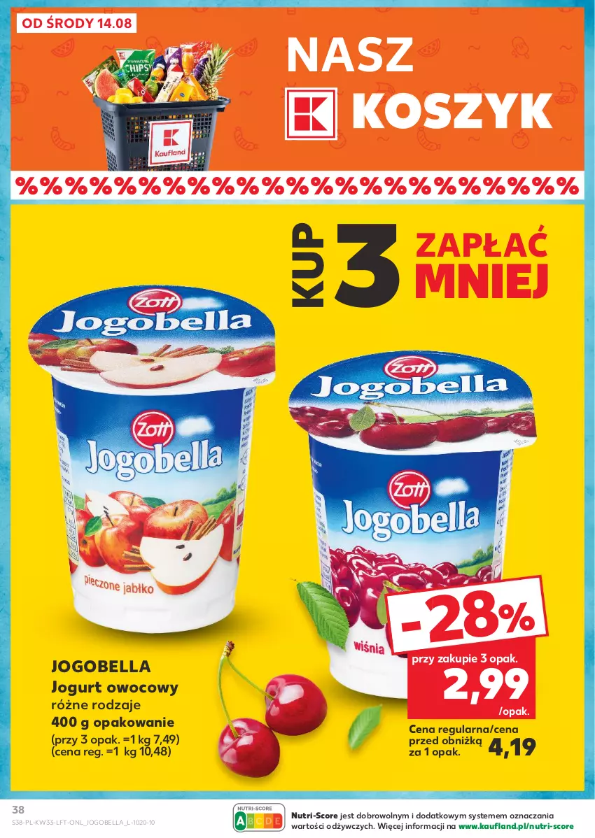 Gazetka promocyjna Kaufland - Gazetka tygodnia - ważna 14.08 do 21.08.2024 - strona 38 - produkty: Bell, Bella, Jogobella, Jogurt, Jogurt owocowy, Kosz