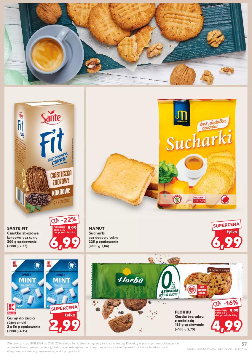 Gazetka promocyjna Kaufland - Gazetka tygodnia - ważna 14.08 do 21.08.2024 - strona 57 - produkty: Ciastka, Kakao, Sante