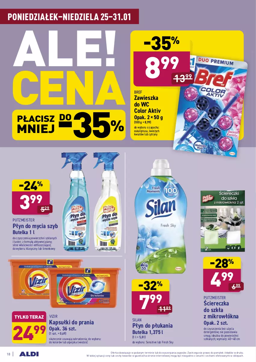 Gazetka promocyjna Aldi - ALE! CENA - ważna 25.01 do 31.01.2021 - strona 18 - produkty: Bref, Cytryny, Kapsułki do prania, Płyn do mycia, Płyn do płukania, Putzmeister, Silan, Tera, Vizir, Zawieszka do wc