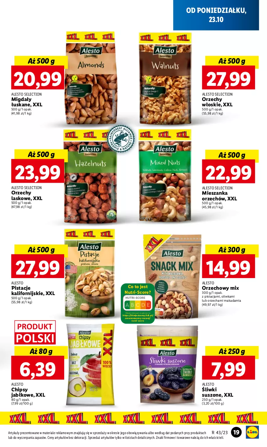 Gazetka promocyjna Lidl - GAZETKA - ważna 23.10 do 25.10.2023 - strona 23 - produkty: Chipsy, Migdały, Migdały łuskane, Orzechy włoskie, Pistacje, Wazon