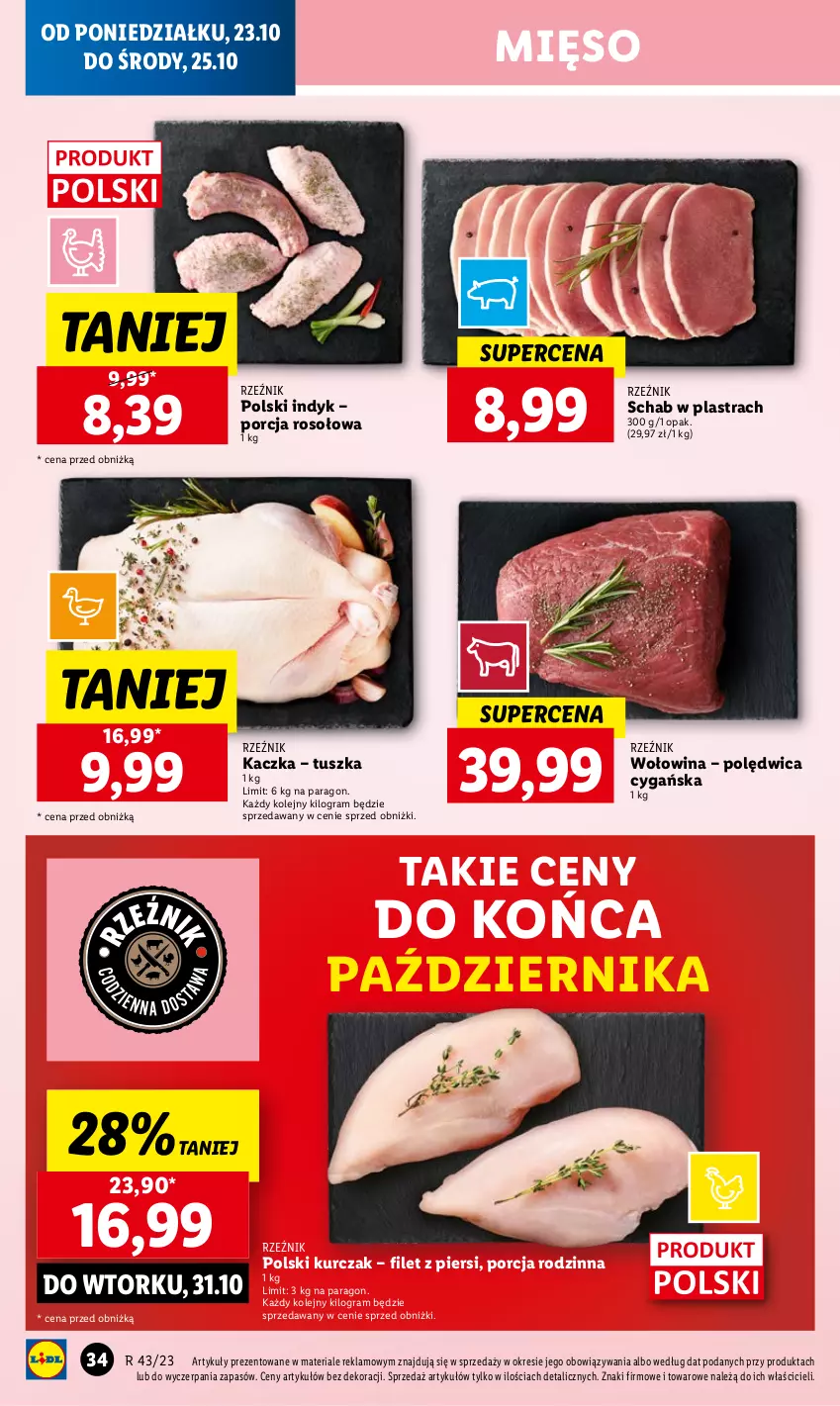 Gazetka promocyjna Lidl - GAZETKA - ważna 23.10 do 25.10.2023 - strona 38 - produkty: Gra, Kaczka, Kurczak, Mięso, Olej, Polędwica, Por, Tusz, Wołowina