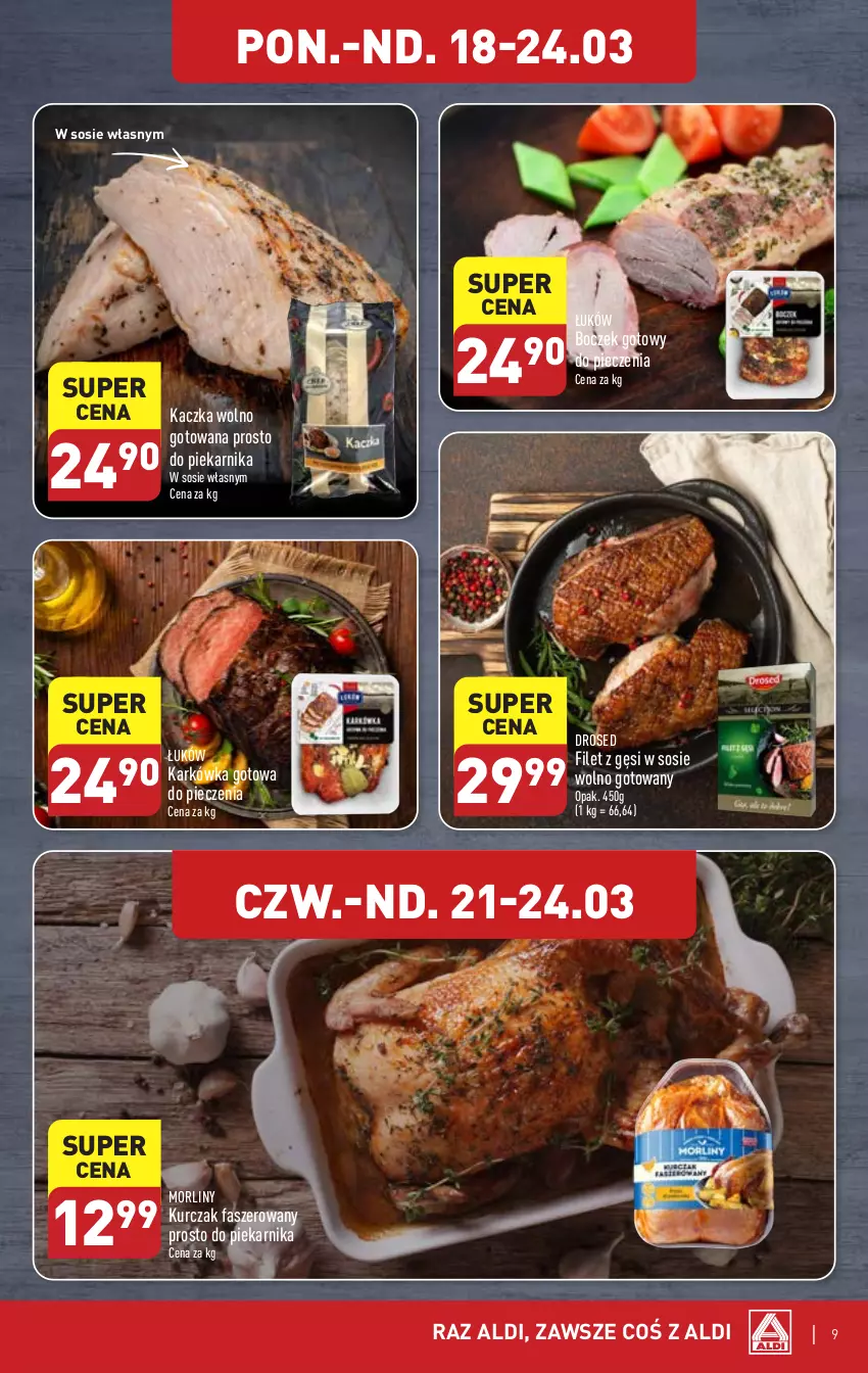 Gazetka promocyjna Aldi - Pełna oferta - ważna 18.03 do 24.03.2024 - strona 9 - produkty: Boczek, Fa, Kaczka, Kurczak, Morliny, Piec, Piekarnik, Sos