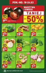 Gazetka promocyjna Aldi - Pełna oferta - Gazetka - ważna od 24.03 do 24.03.2024 - strona 4 - produkty: Cebula, Warzywa, Czosnek, Warzywa i owoce, Rukola, Ziemniaki, Bazyl, Owoce, Seler naciowy, Brokuły, Bazylia, Boczniak, Imbir