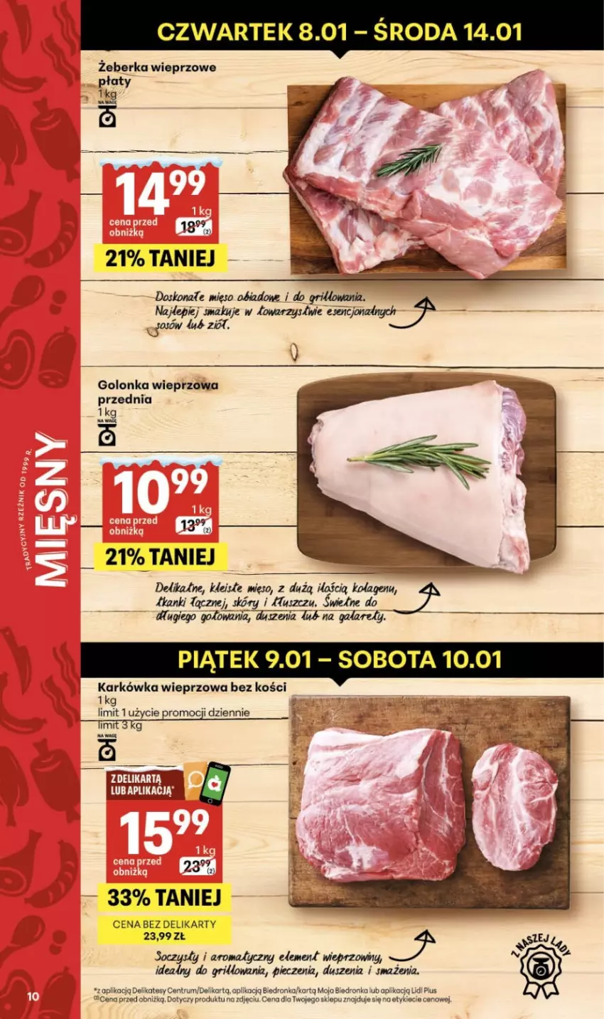 Gazetka promocyjna Delikatesy Centrum - Franczyza DC02 Czwartek - ważna 08.01 do 14.01.2026 - strona 10 - produkty: Dron, Golonka wieprzowa, Grill, Karkówka wieprzowa, Mięso, Piec, Por, Rum