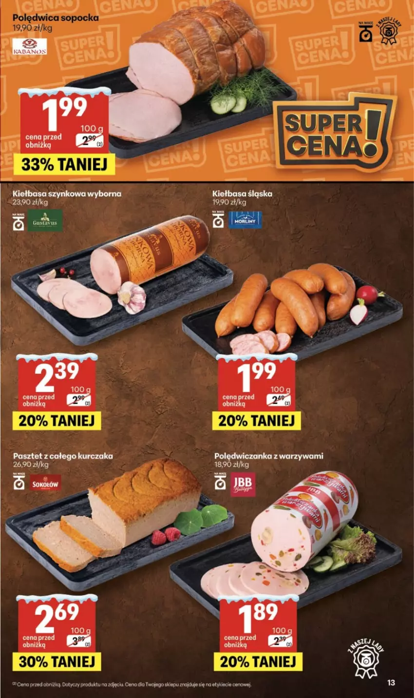 Gazetka promocyjna Delikatesy Centrum - Franczyza DC02 Czwartek - ważna 08.01 do 14.01.2026 - strona 13 - produkty: Gra, Kabanos, Kiełbasa, Kiełbasa szynkowa, Kurczak, Pasztet, Warzywa