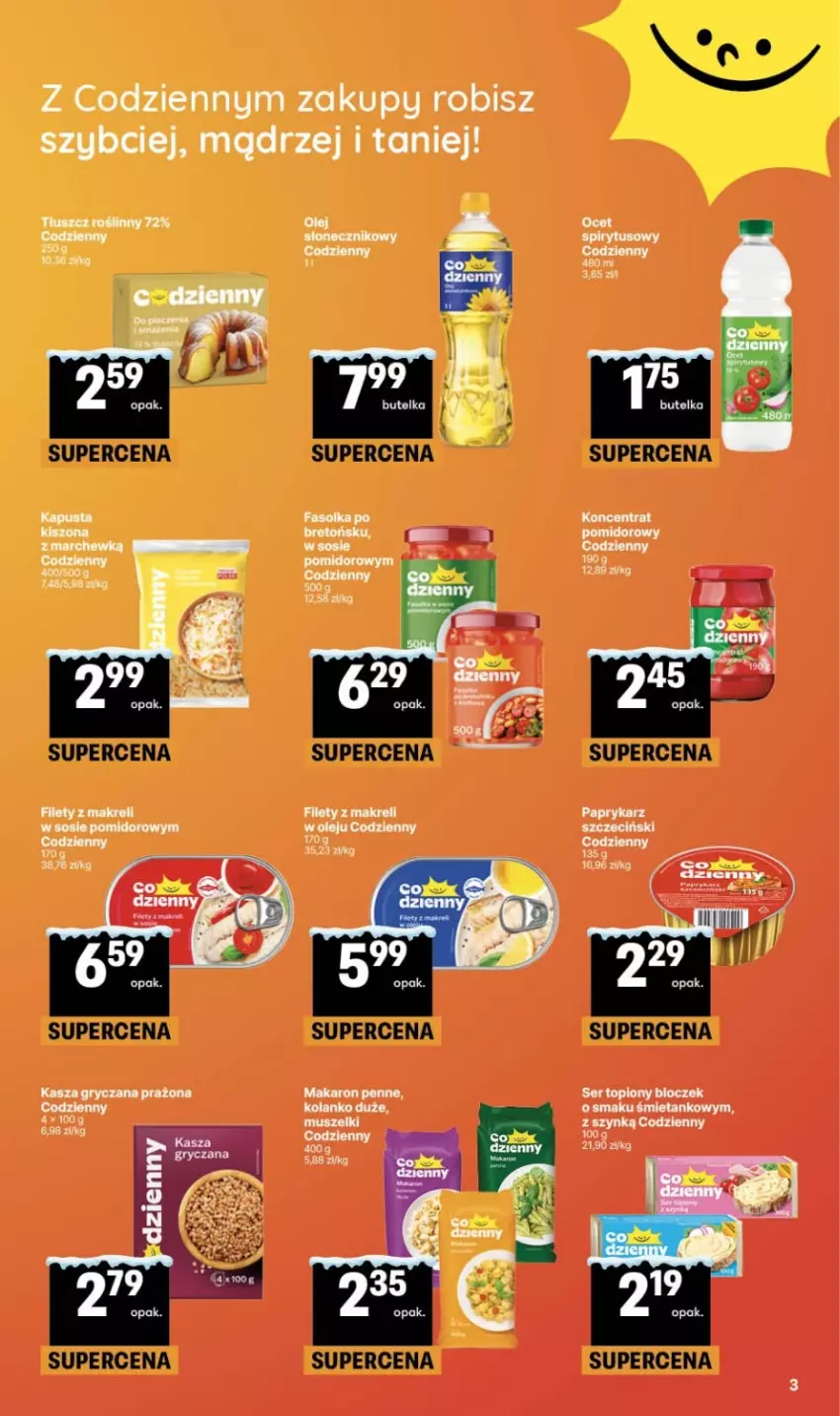 Gazetka promocyjna Delikatesy Centrum - Franczyza DC02 Czwartek - ważna 08.01 do 14.01.2026 - strona 3 - produkty: Gry, Kasza, Kasza gryczana, Makaron, Olej, Papryka, Paprykarz, Penne, Ser, Ser topiony, Sos, Tłuszcz roślinny, Top