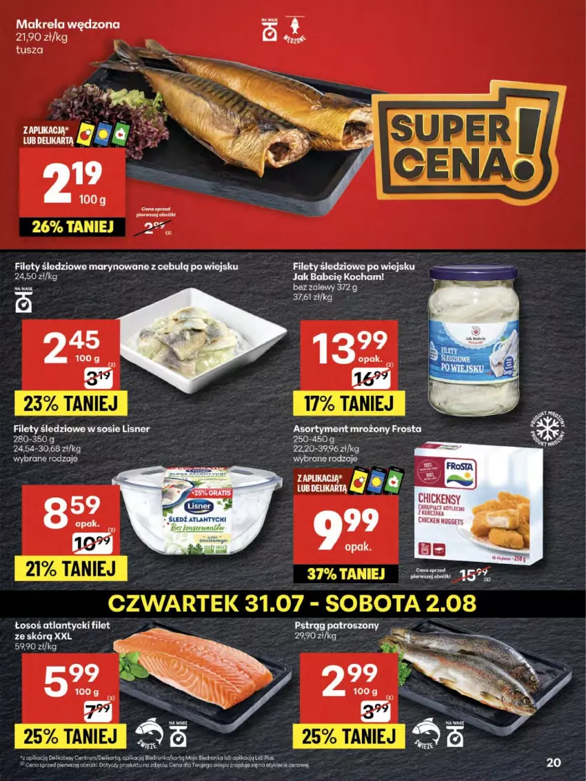 Gazetka promocyjna Delikatesy Centrum - Franczyza DC31 Czwartek - ważna 31.07 do 06.08.2025 - strona 20 - produkty: Frosta, Koc, Lisner, Mus, Pstrąg, Sos, Tusz