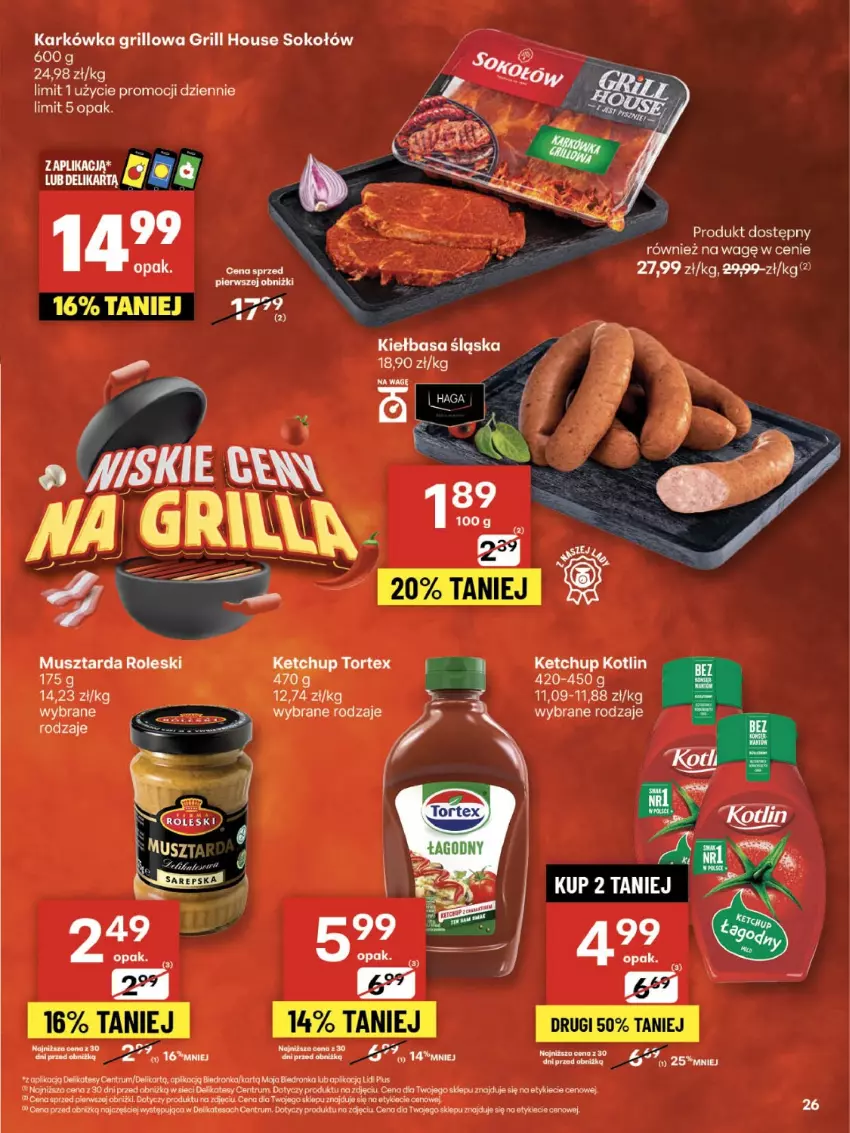 Gazetka promocyjna Delikatesy Centrum - Franczyza DC31 Czwartek - ważna 31.07 do 06.08.2025 - strona 26 - produkty: Dron, Grill, Ketchup, Kiełbasa, Kiełbasa śląska, Koc, Kotlin, Mus, Musztarda, Rum, Sok, Sokołów