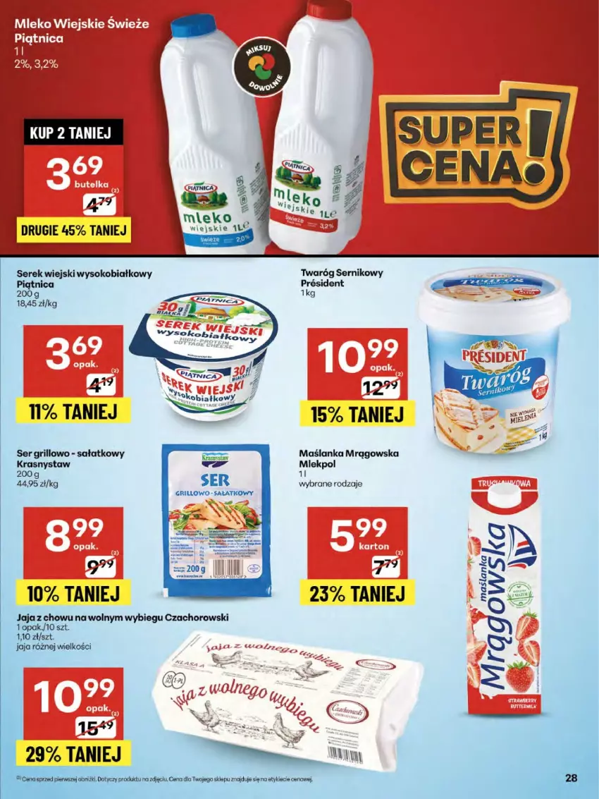 Gazetka promocyjna Delikatesy Centrum - Franczyza DC31 Czwartek - ważna 31.07 do 06.08.2025 - strona 28 - produkty: Grill, Jaja, Maślanka, Piątnica, Sałat, Ser, Serek, Serek wiejski, Sok, Twaróg