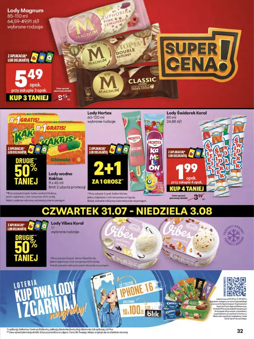 Gazetka promocyjna Delikatesy Centrum - Franczyza DC31 Czwartek - ważna 31.07 do 06.08.2025 - strona 32 - produkty: Dron, Hortex, Kaktus, Lody, Rum