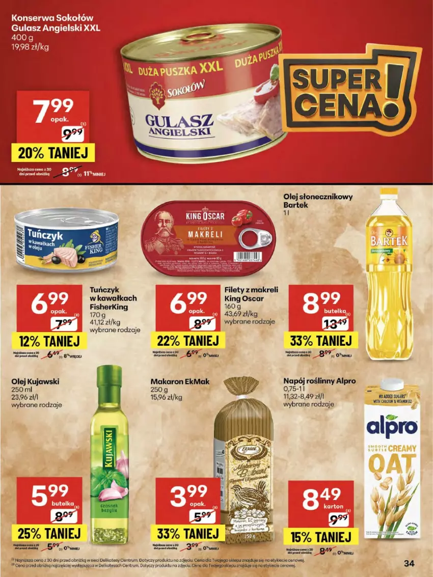 Gazetka promocyjna Delikatesy Centrum - Franczyza DC31 Czwartek - ważna 31.07 do 06.08.2025 - strona 34 - produkty: Alpro, Bartek, Kawa, Kujawski, Makaron, Napój, Napój roślinny, Olej, Olej słonecznikowy, Rum, Ser, Tuńczyk