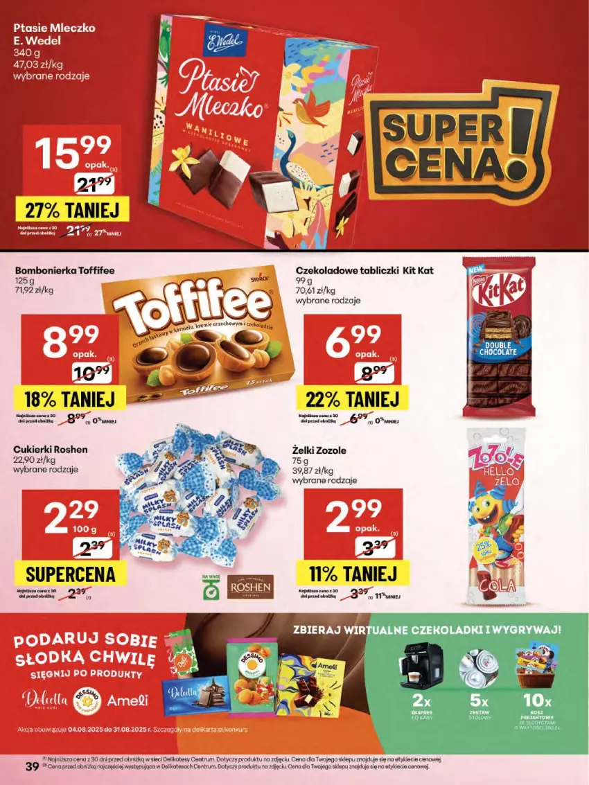 Gazetka promocyjna Delikatesy Centrum - Franczyza DC31 Czwartek - ważna 31.07 do 06.08.2025 - strona 39 - produkty: Cukier, Cukierki, Kit Kat, Rum, Toffifee