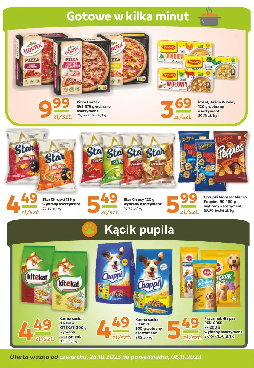 Gazetka promocyjna Gama - Gazetka Gama - ważna 06.11.2023 do 26.10.2024 - strona 8 - produkty: Bulion, Chappi, Chipsy, Chrupki, Hortex, KiteKat, Lion, Monster Munch, Pedigree, Pizza, Przysmak dla psa, Rosół, Winiary