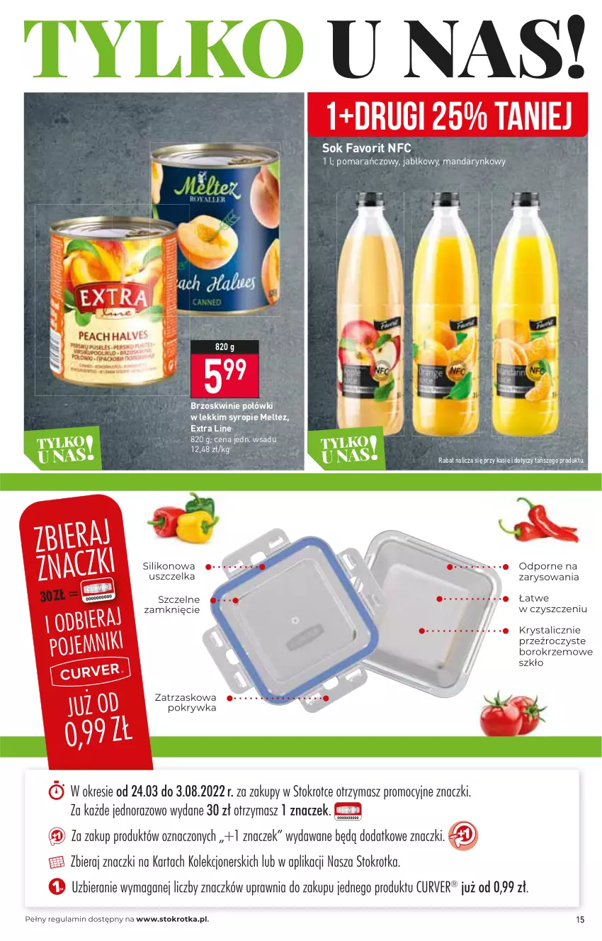 Gazetka promocyjna Stokrotka - Supermarket - ważna 30.06 do 06.07.2022 - strona 15 - produkty: Brzoskwinie, Fa, Sok, Syrop