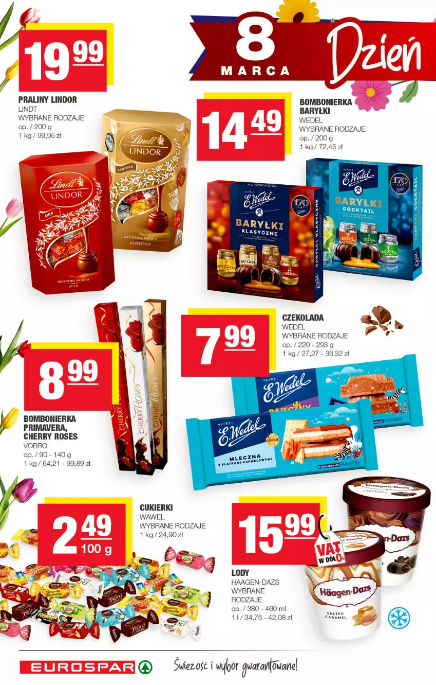 Gazetka promocyjna Spar - EuroSpar - ważna 02.03 do 12.03.2022 - strona 2 - produkty: Baryłki, Cukier, Cukierki, Czekolada, Lindor, Lindt, Lody, Praliny, Prima, Primavera, Wawel