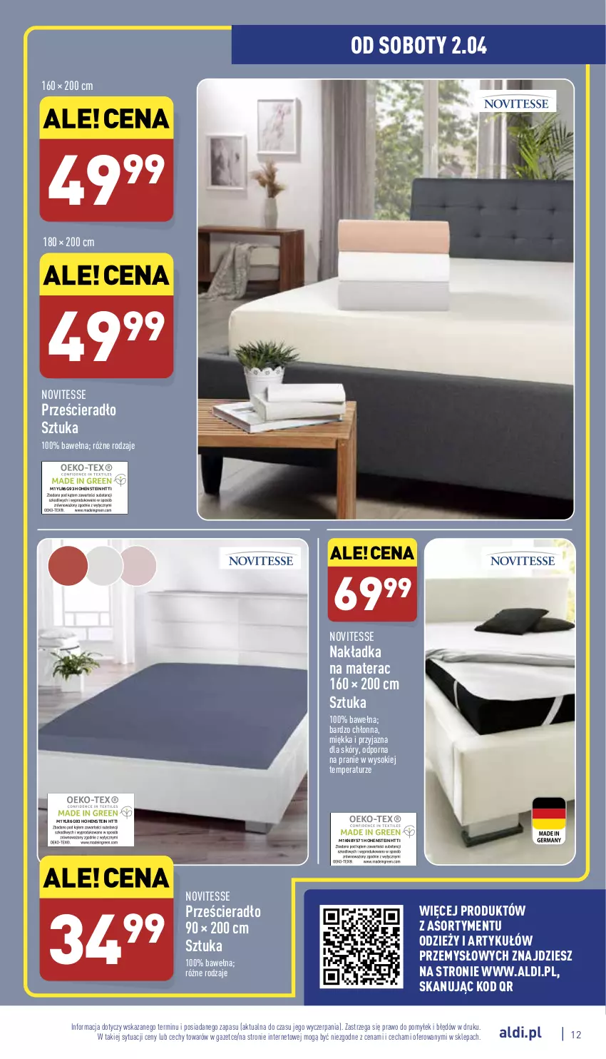 Gazetka promocyjna Aldi - Katalog Moda i Dom - ważna 30.03 do 02.04.2022 - strona 12 - produkty: Materac, Por, Prześcieradło, Sok, Tera, Wełna