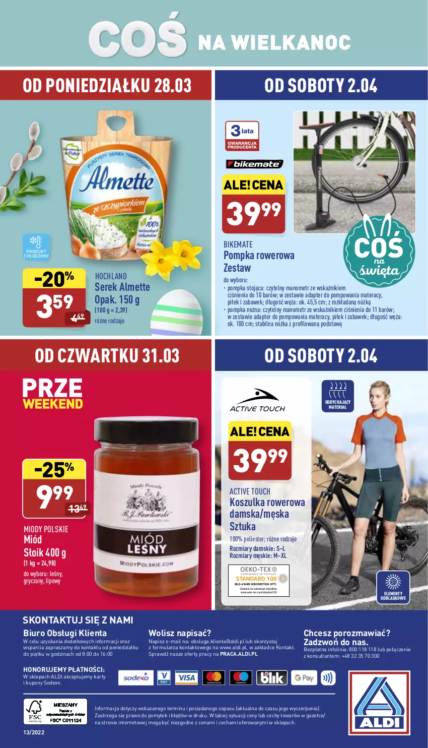 Gazetka promocyjna Aldi - Katalog Moda i Dom - ważna 30.03 do 02.04.2022 - strona 14 - produkty: Almette, Biuro, Gry, Hochland, Kosz, Koszulka, Materac, Miód, Noż, O nas, Pompka, Por, Rower, Ser, Serek, Tera