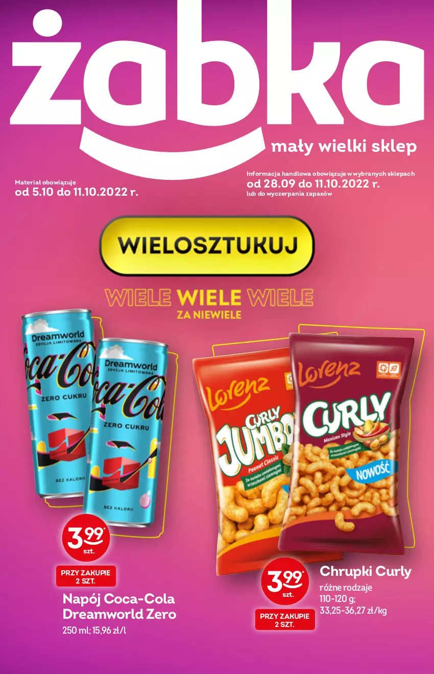 Gazetka promocyjna Żabka - ważna 05.10 do 11.10.2022 - strona 1 - produkty: Chrupki, Coca-Cola, Napój