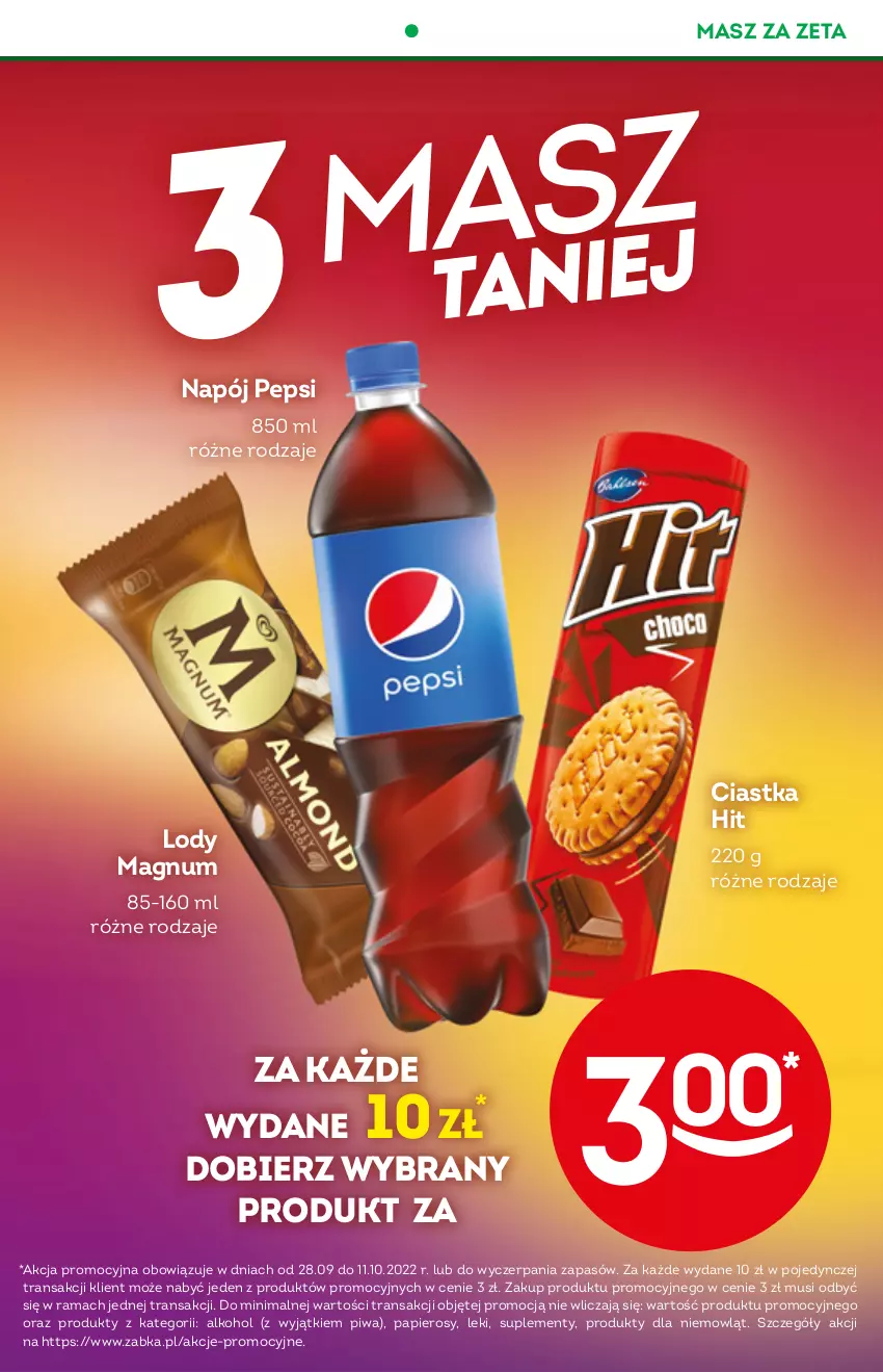 Gazetka promocyjna Żabka - ważna 05.10 do 11.10.2022 - strona 2 - produkty: Ciastka, Lody, Mus, Napój, Papier, Pepsi, Piwa, Rama, Tran