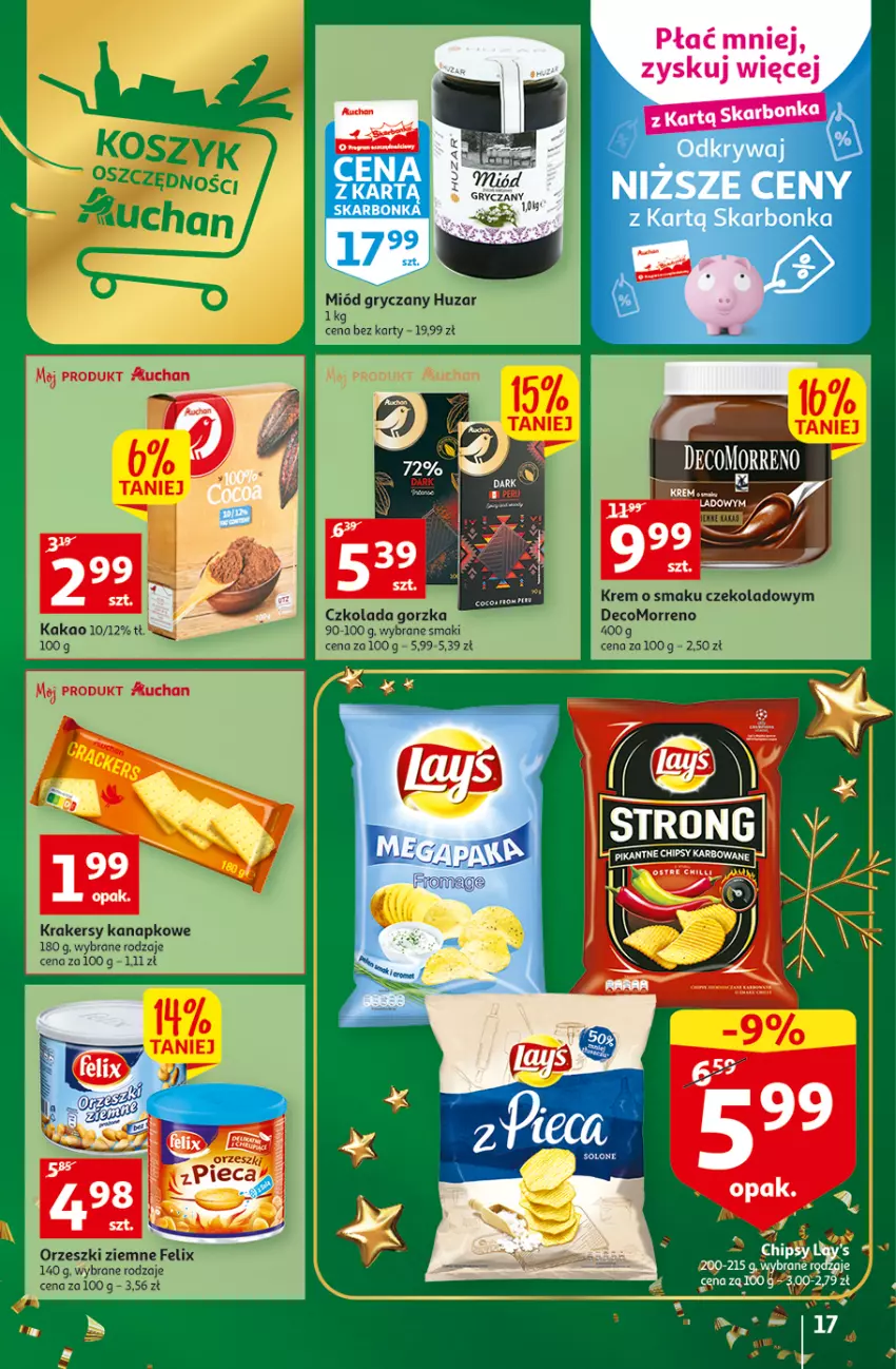 Gazetka promocyjna Auchan - Gazetka Magia Świąt Auchan Hipermarket - ważna 08.12 do 14.12.2022 - strona 17 - produkty: Felix, Gry, Kakao, Krakersy, Miód, Orzeszki, Orzeszki ziemne