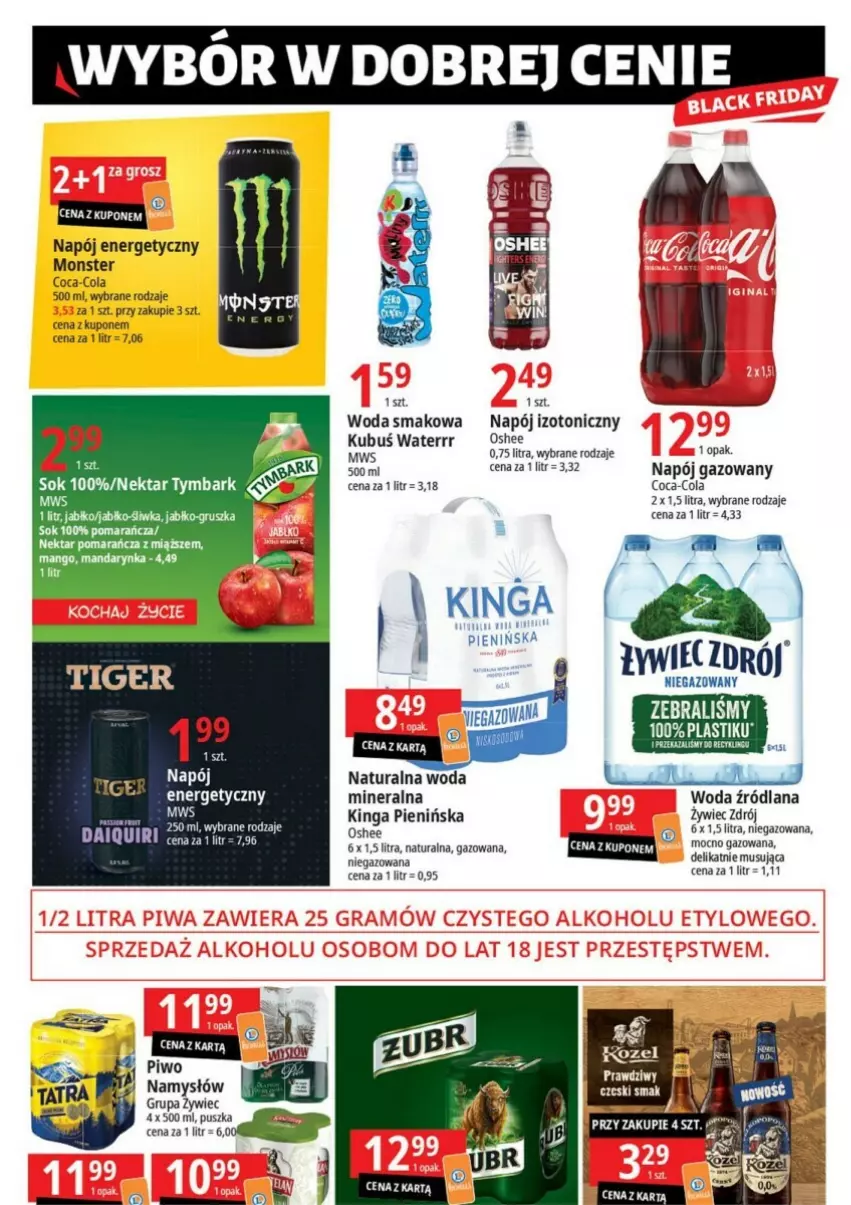 Gazetka promocyjna E Leclerc - ważna 14.11 do 25.11.2023 - strona 18 - produkty: Coca-Cola, Kubuś, Kubuś Waterrr, LANA, LG, Mus, Namysłów, Napój, Napój energetyczny, Napój gazowany, Napój izotoniczny, Oshee, Piwo, Woda