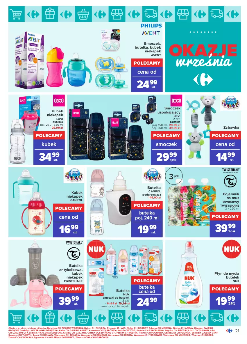 Gazetka promocyjna Carrefour - Gazetka Okazje września - ważna 31.08 do 25.09.2021 - strona 21 - produkty: Avent, Canpol, Gry, Kubek, Lovi, Mus, Płyn do mycia, Pojemnik, Sos, Zabawka