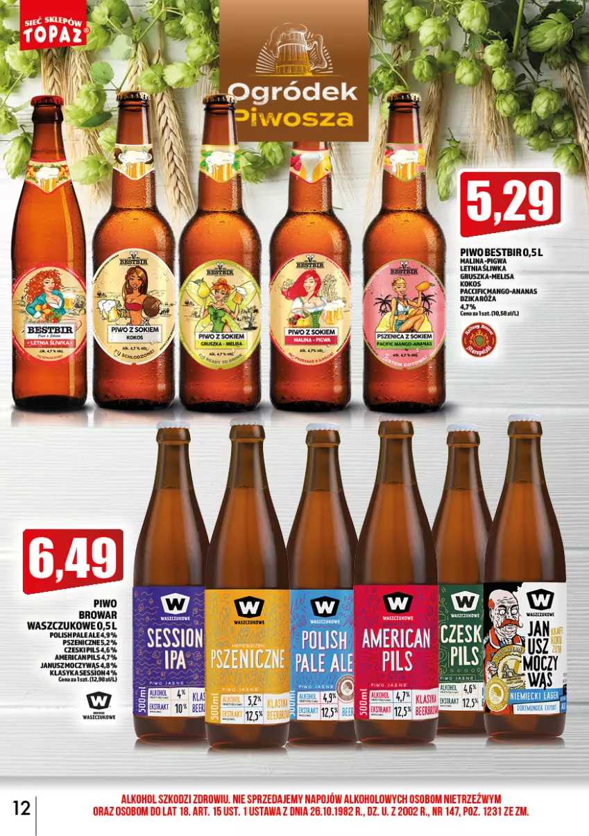 Gazetka promocyjna Topaz - Gazetka - ważna 01.06 do 30.06.2022 - strona 12 - produkty: Cif, HP, Kokos, Piwo, Róża