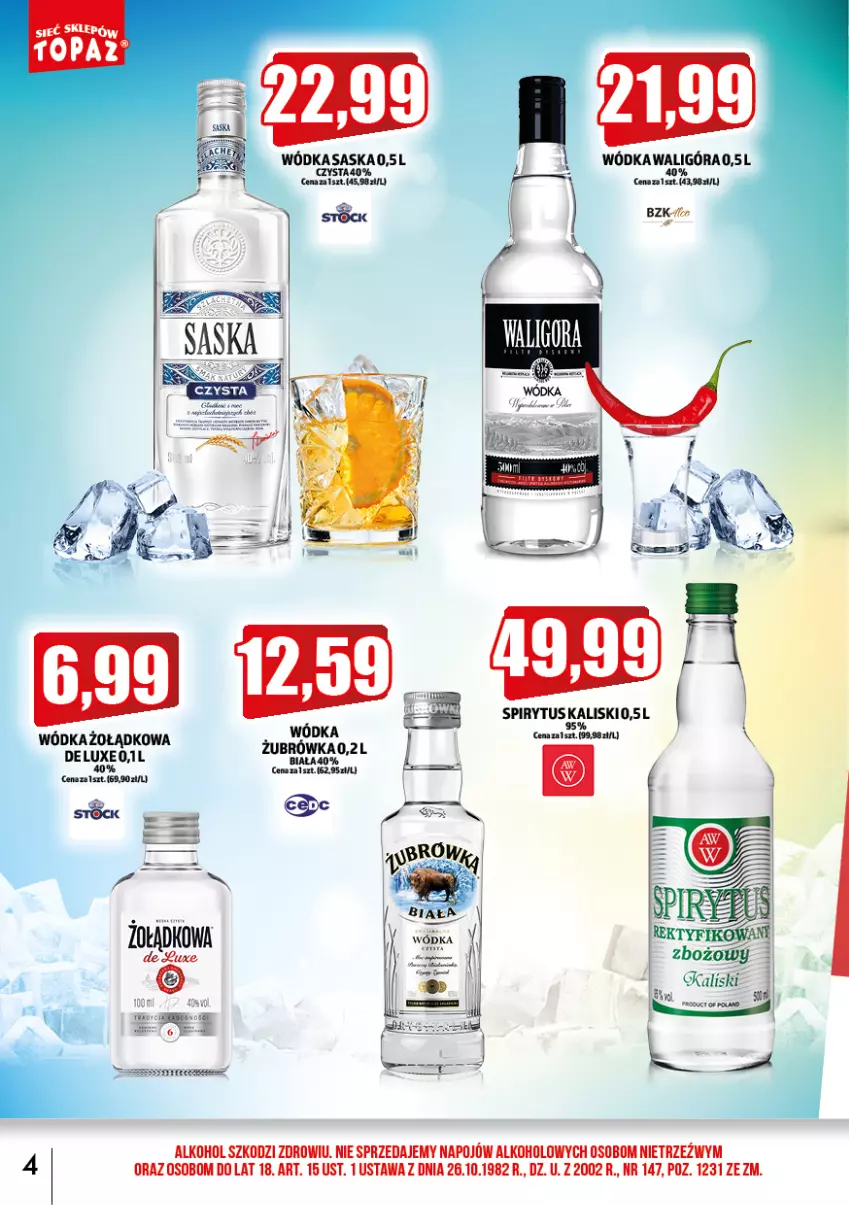 Gazetka promocyjna Topaz - Gazetka - ważna 01.06 do 30.06.2022 - strona 4 - produkty: Saska, Top, Wódka